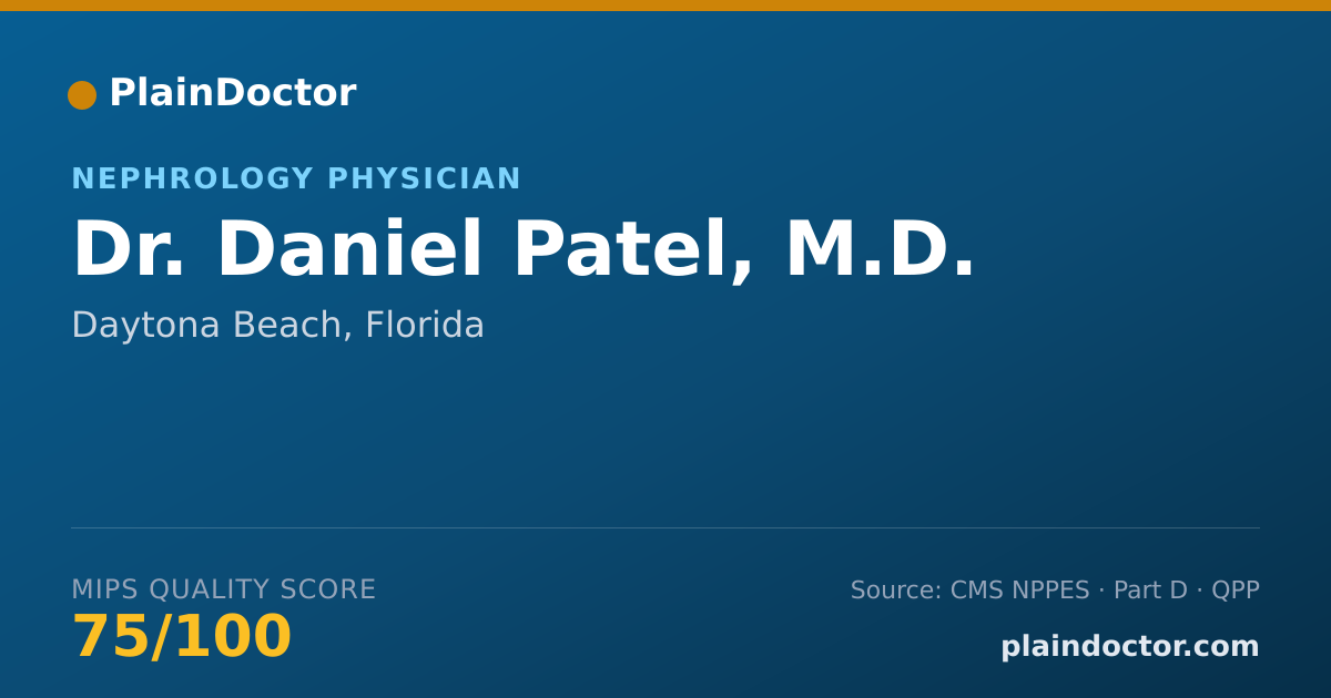 Shareable card for Daniel Patel, M.D. - Nephrology Physician, Daytona Beach, FL