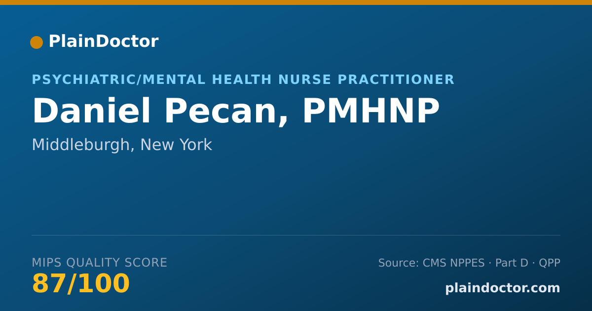 Shareable card for Daniel Pecan, PMHNP - Psychiatric/Mental Health Nurse Practitioner, Middleburgh, NY