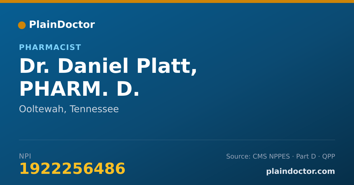Shareable card for Daniel Platt, PHARM. D. - Pharmacist, Ooltewah, TN