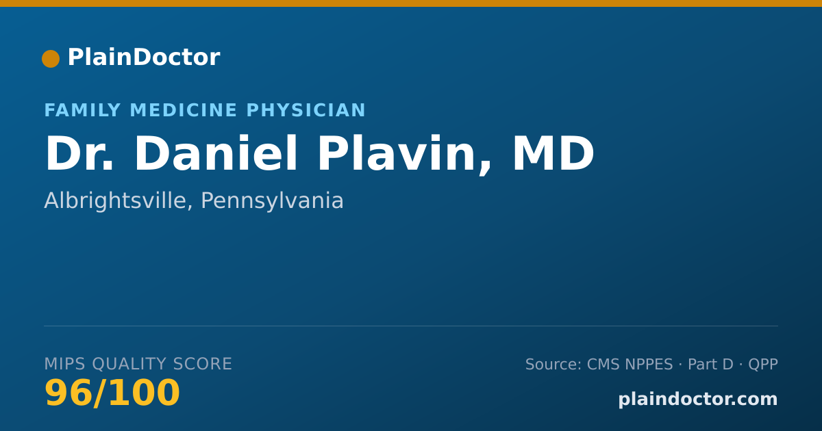 Shareable card for Daniel Plavin, MD - Family Medicine Physician, Albrightsville, PA