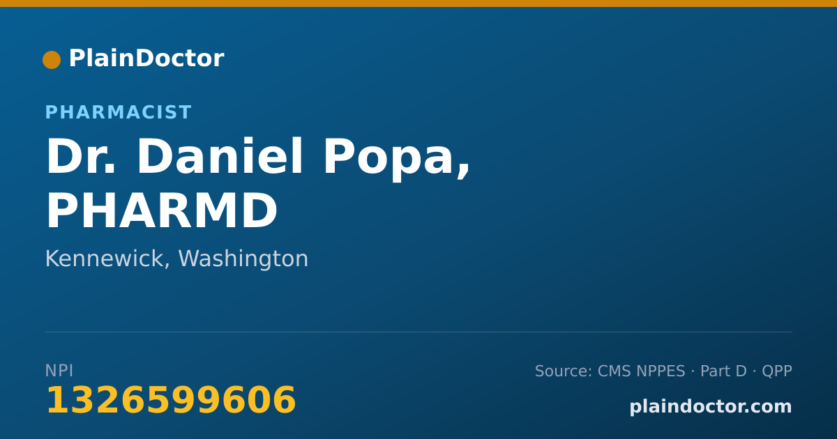 Shareable card for Daniel Popa, PHARMD - Pharmacist, Kennewick, WA