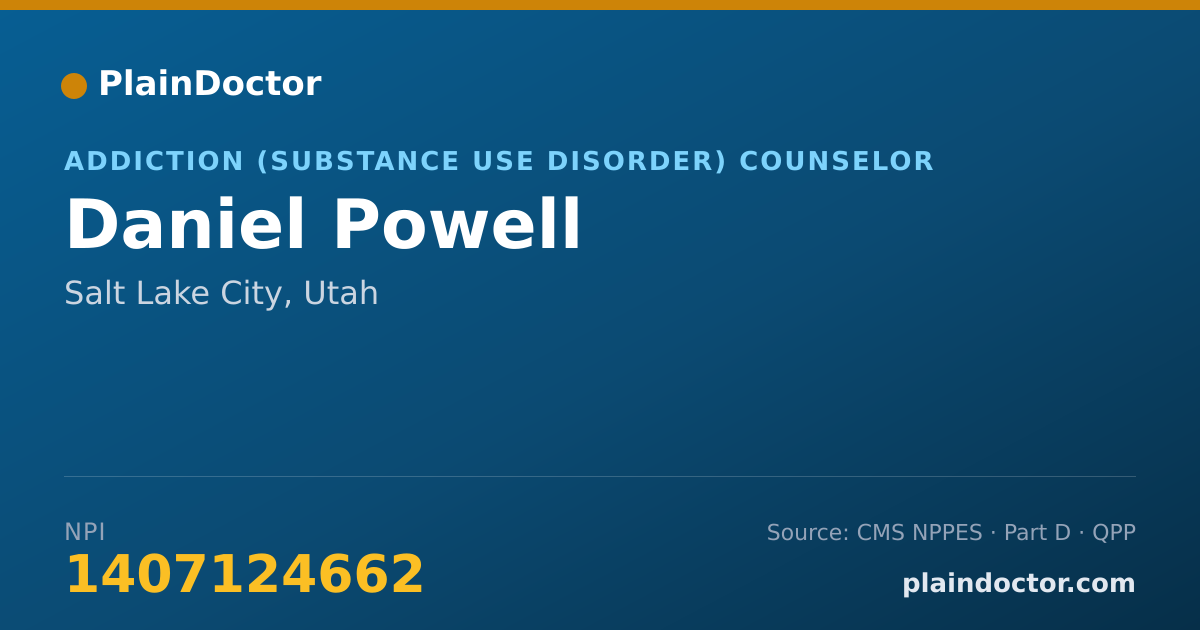 Shareable card for Daniel Powell - Addiction (Substance Use Disorder) Counselor, Salt Lake City, UT