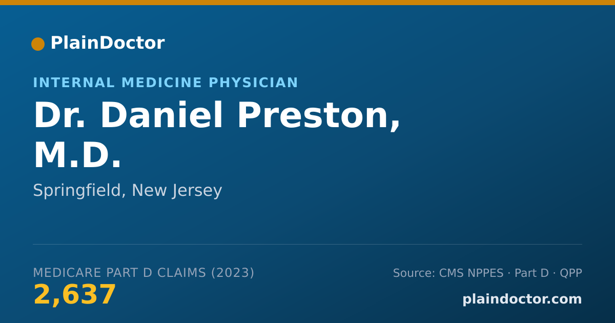 Shareable card for Daniel Preston, M.D. - Internal Medicine Physician, Springfield, NJ