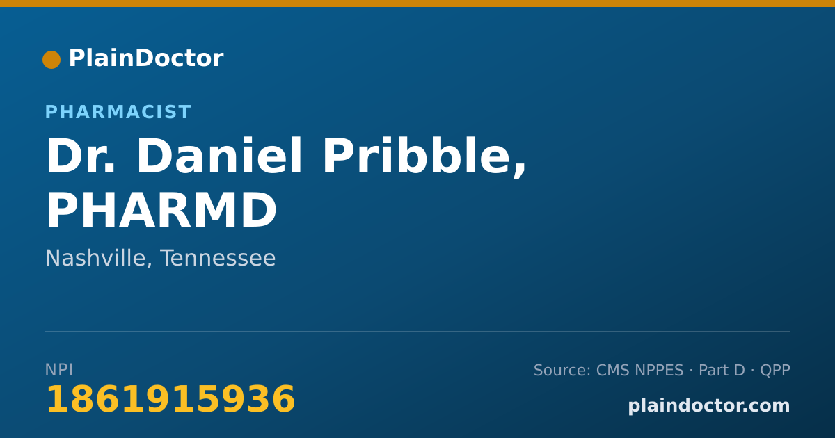 Shareable card for Daniel Pribble, PHARMD - Pharmacist, Nashville, TN