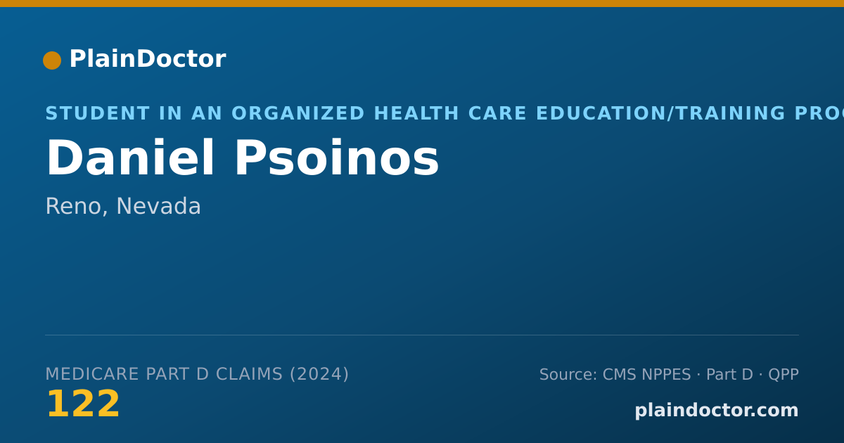 Shareable card for Daniel Psoinos - Student in an Organized Health Care Education/Training Program, Reno, NV