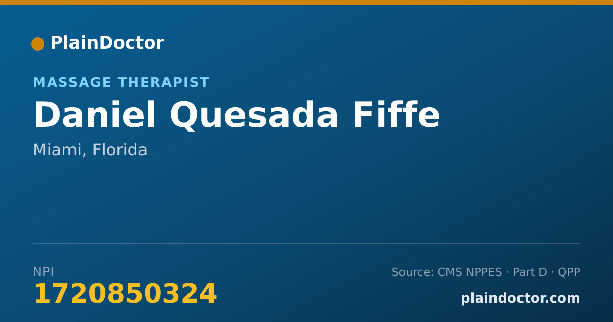 Shareable card for Daniel Quesada Fiffe - Massage Therapist, Miami, FL
