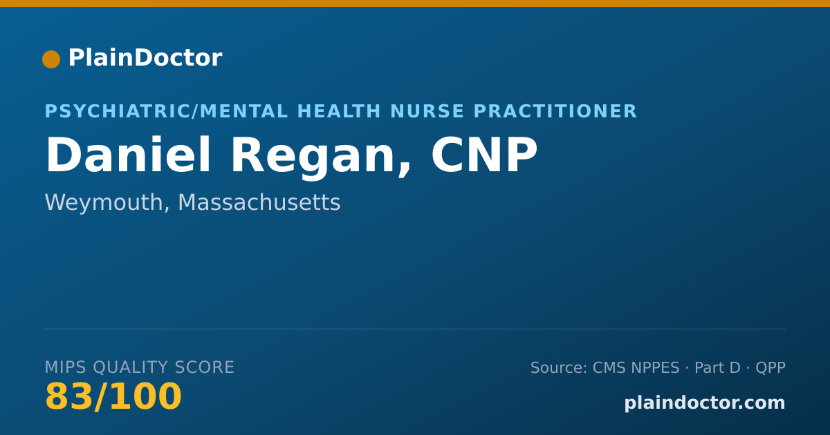 Shareable card for Daniel Regan, CNP - Psychiatric/Mental Health Nurse Practitioner, Weymouth, MA