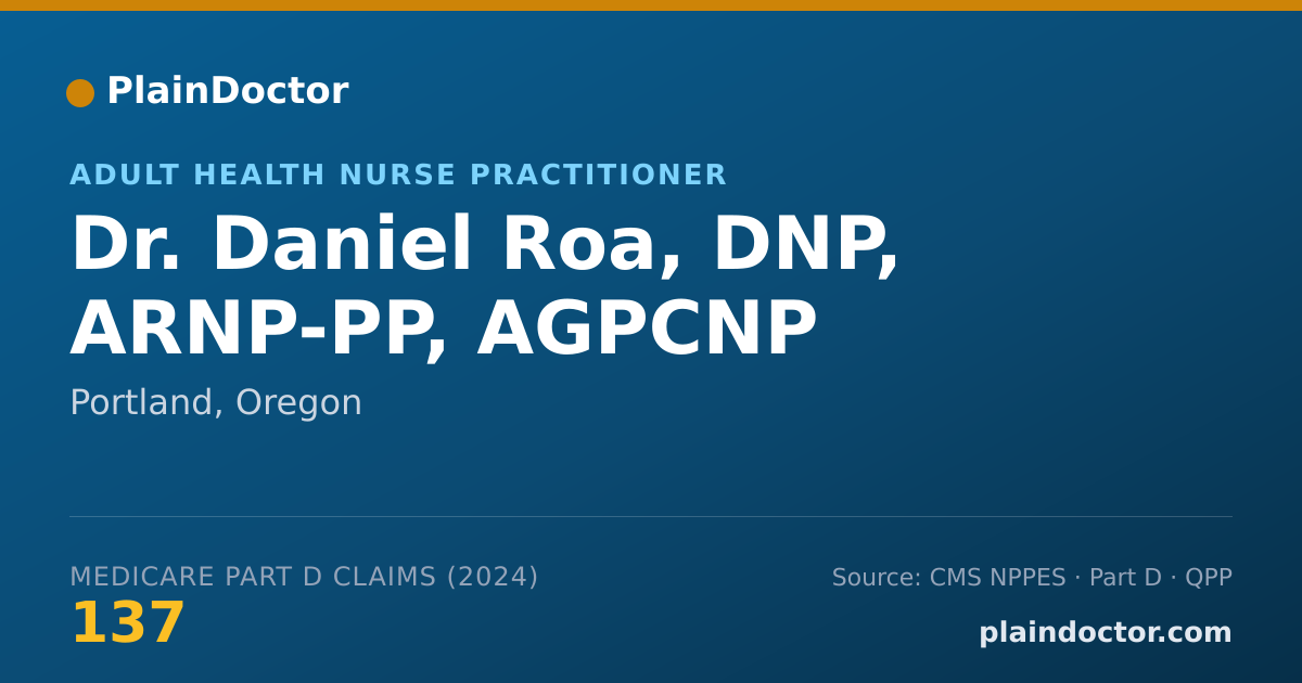 Shareable card for Daniel Roa, DNP, ARNP-PP, AGPCNP - Adult Health Nurse Practitioner, Portland, OR