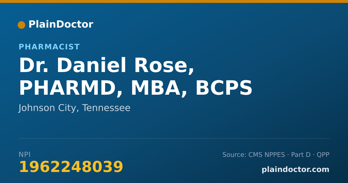 Shareable card for Daniel Rose, PHARMD, MBA, BCPS - Pharmacist, Johnson City, TN