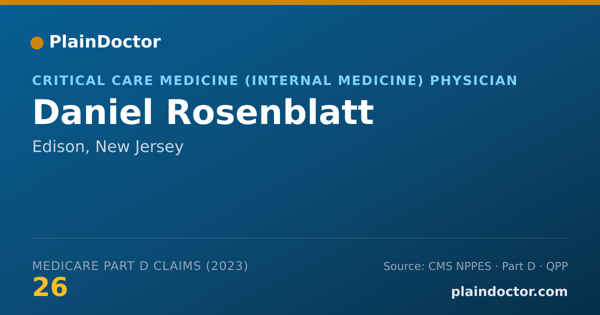 Shareable card for Daniel Rosenblatt - Critical Care Medicine (Internal Medicine) Physician, Edison, NJ