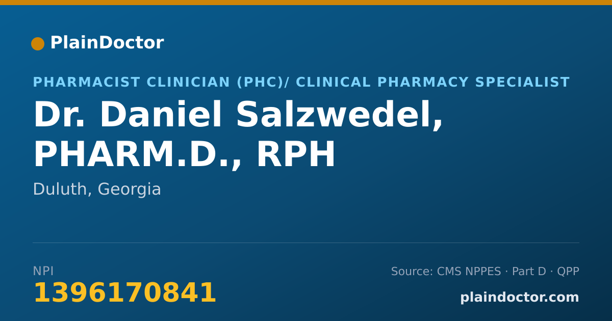 Shareable card for Daniel Salzwedel, PHARM.D., RPH - Pharmacist Clinician (PhC)/ Clinical Pharmacy Specialist, Duluth, GA