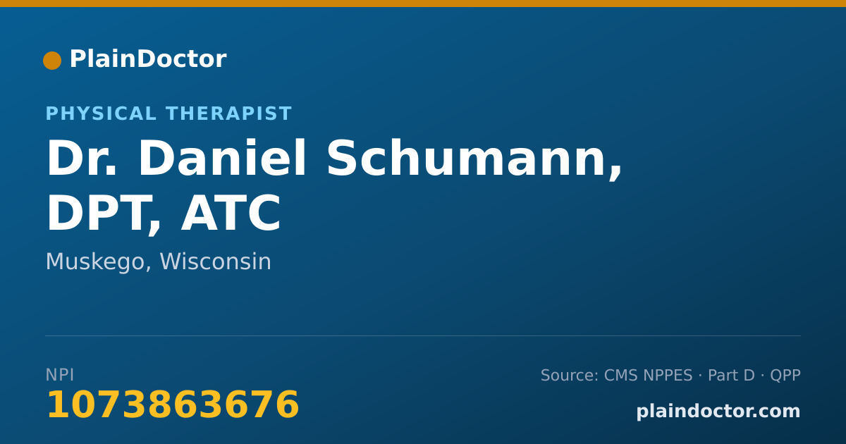 Shareable card for Daniel Schumann, DPT, ATC - Physical Therapist, Muskego, WI