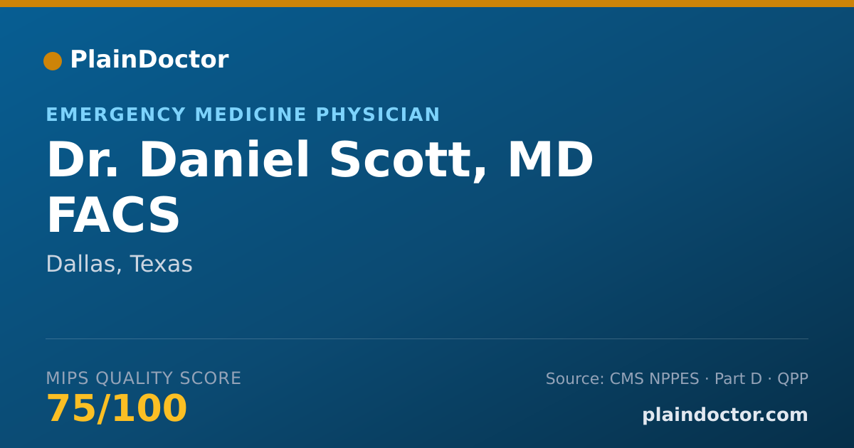 Shareable card for Daniel Scott, MD FACS - Emergency Medicine Physician, Dallas, TX