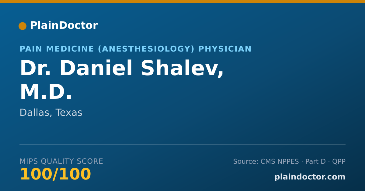 Shareable card for Daniel Shalev, M.D. - Pain Medicine (Anesthesiology) Physician, Dallas, TX