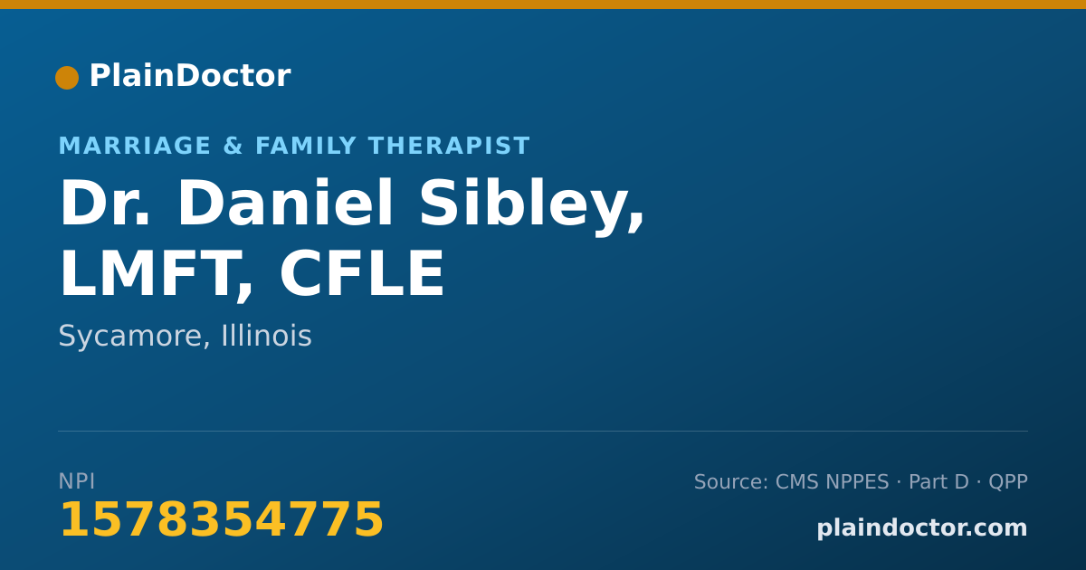 Shareable card for Daniel Sibley, LMFT, CFLE - Marriage & Family Therapist, Sycamore, IL