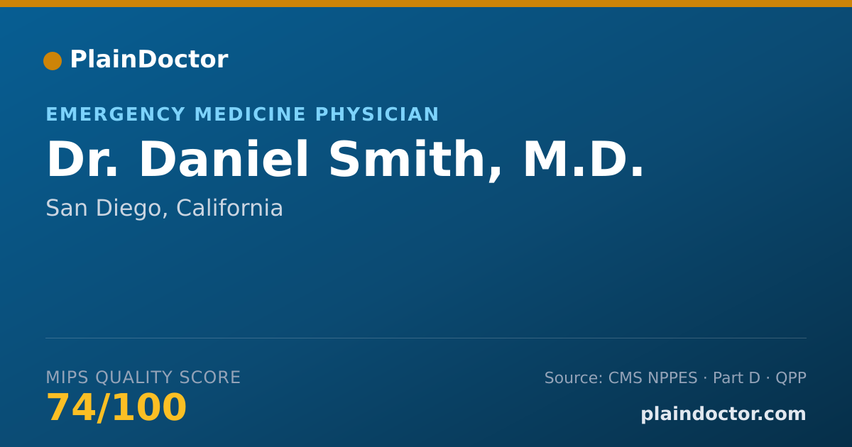 Shareable card for Daniel Smith, M.D. - Emergency Medicine Physician, San Diego, CA