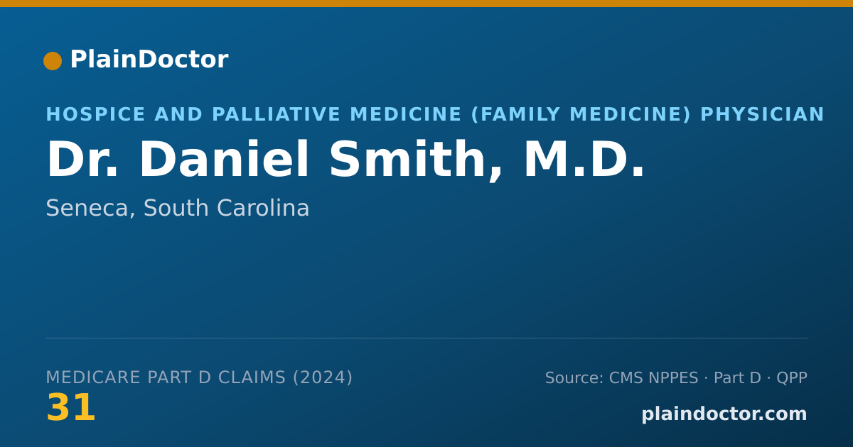 Shareable card for Daniel Smith, M.D. - Hospice and Palliative Medicine (Family Medicine) Physician, Seneca, SC
