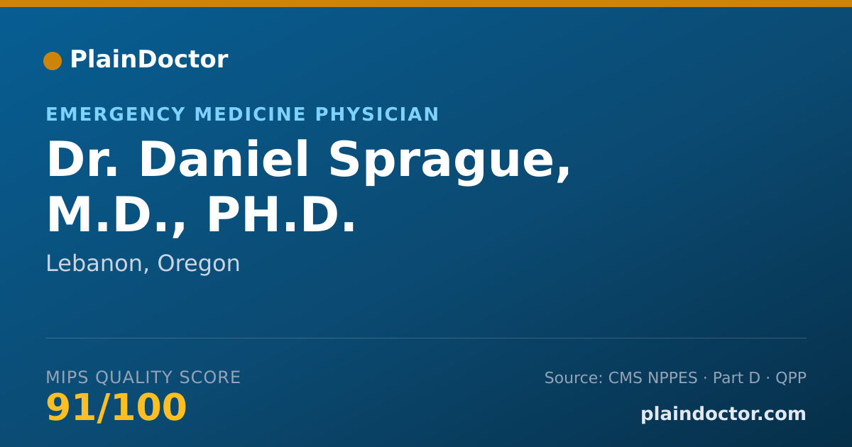 Shareable card for Daniel Sprague, M.D., PH.D. - Emergency Medicine Physician, Lebanon, OR