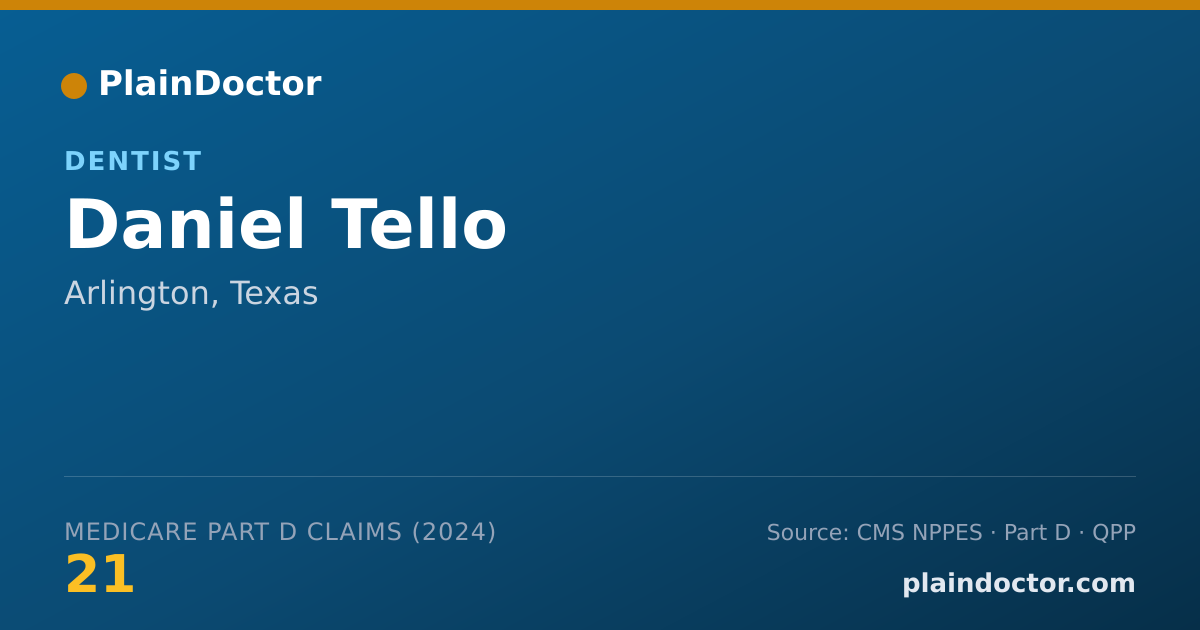 Shareable card for Daniel Tello - Dentist, Arlington, TX