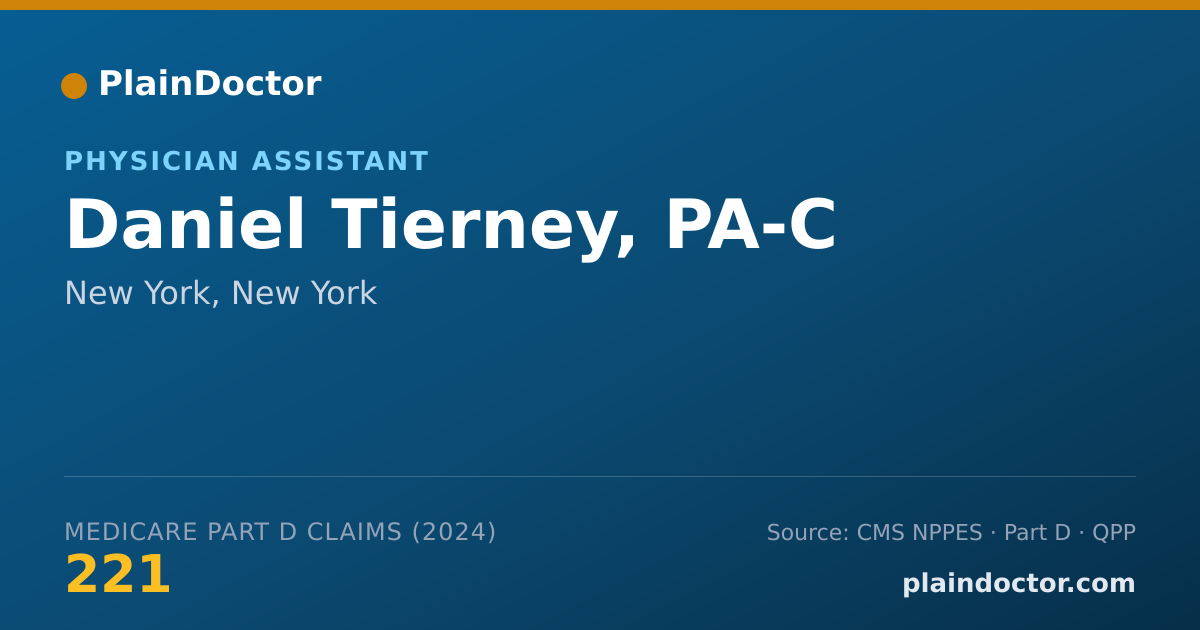 Shareable card for Daniel Tierney, PA-C - Physician Assistant, New York, NY