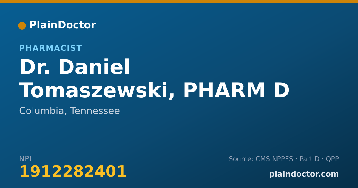 Shareable card for Daniel Tomaszewski, PHARM D - Pharmacist, Columbia, TN
