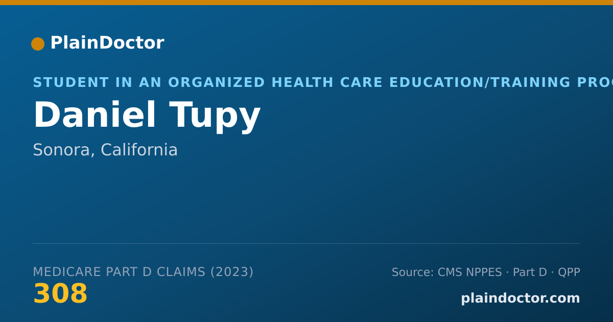 Shareable card for Daniel Tupy - Student in an Organized Health Care Education/Training Program, Sonora, CA