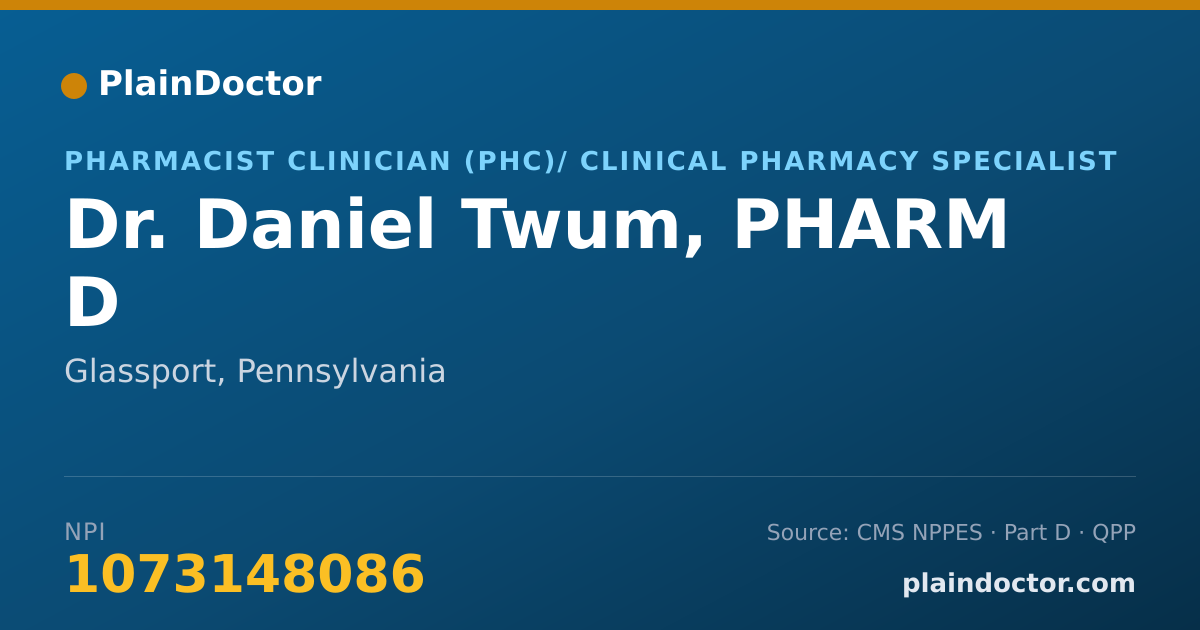Shareable card for Daniel Twum, PHARM D - Pharmacist Clinician (PhC)/ Clinical Pharmacy Specialist, Glassport, PA