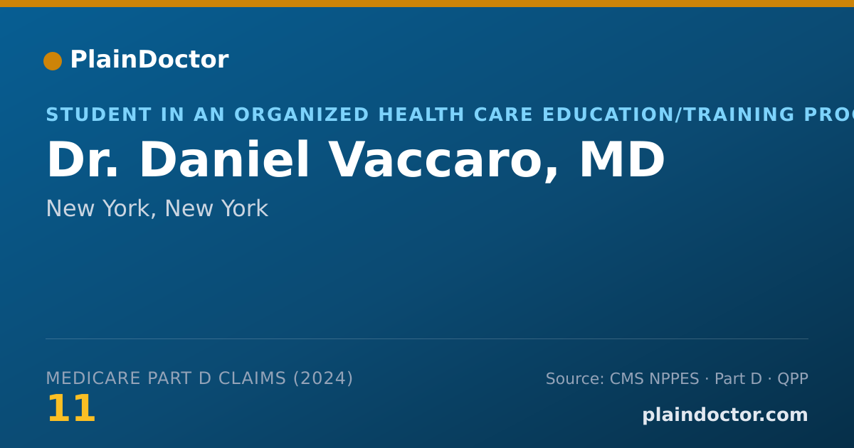 Shareable card for Daniel Vaccaro, MD - Student in an Organized Health Care Education/Training Program, New York, NY