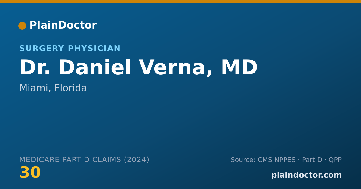 Shareable card for Daniel Verna, MD - Surgery Physician, Miami, FL