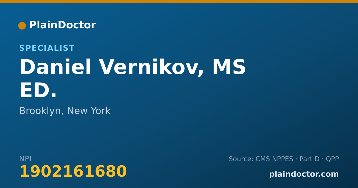 Shareable card for Daniel Vernikov, MS ED. - Specialist, Brooklyn, NY