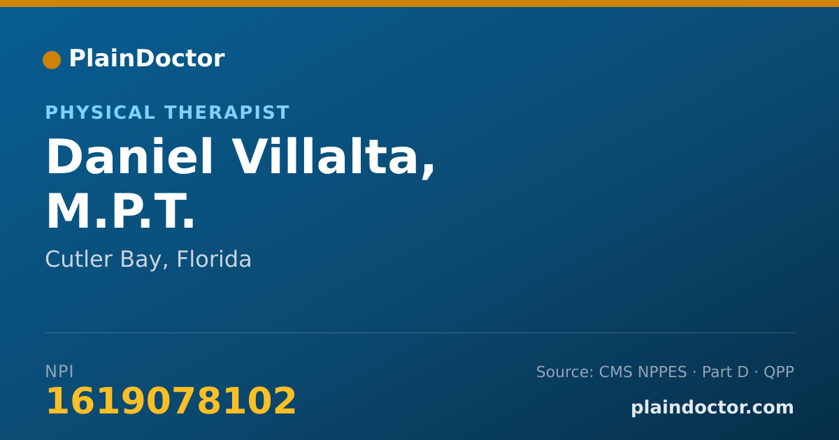 Shareable card for Daniel Villalta, M.P.T. - Physical Therapist, Cutler Bay, FL