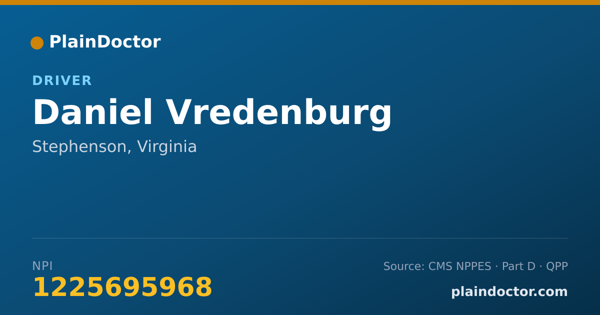 Shareable card for Daniel Vredenburg - Driver, Stephenson, VA