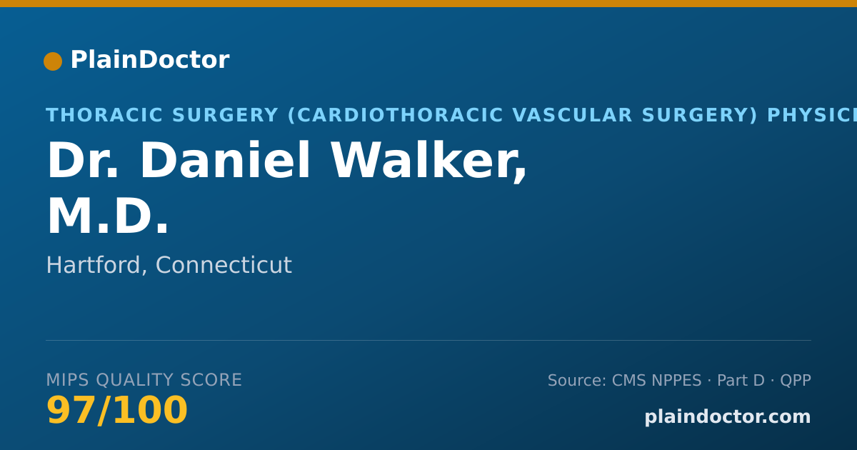 Shareable card for Daniel Walker, M.D. - Thoracic Surgery (Cardiothoracic Vascular Surgery) Physician, Hartford, CT