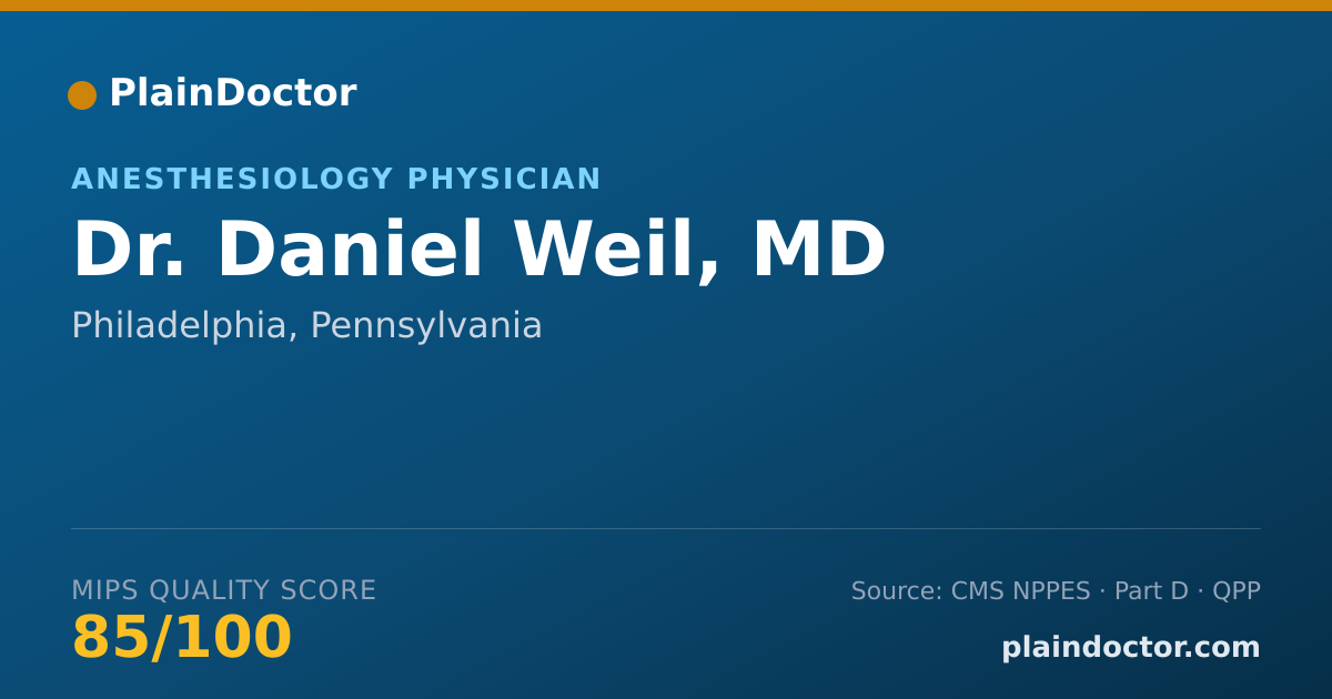 Shareable card for Daniel Weil, MD - Anesthesiology Physician, Philadelphia, PA