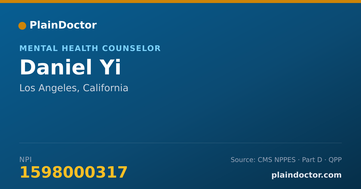 Shareable card for Daniel Yi - Mental Health Counselor, Los Angeles, CA