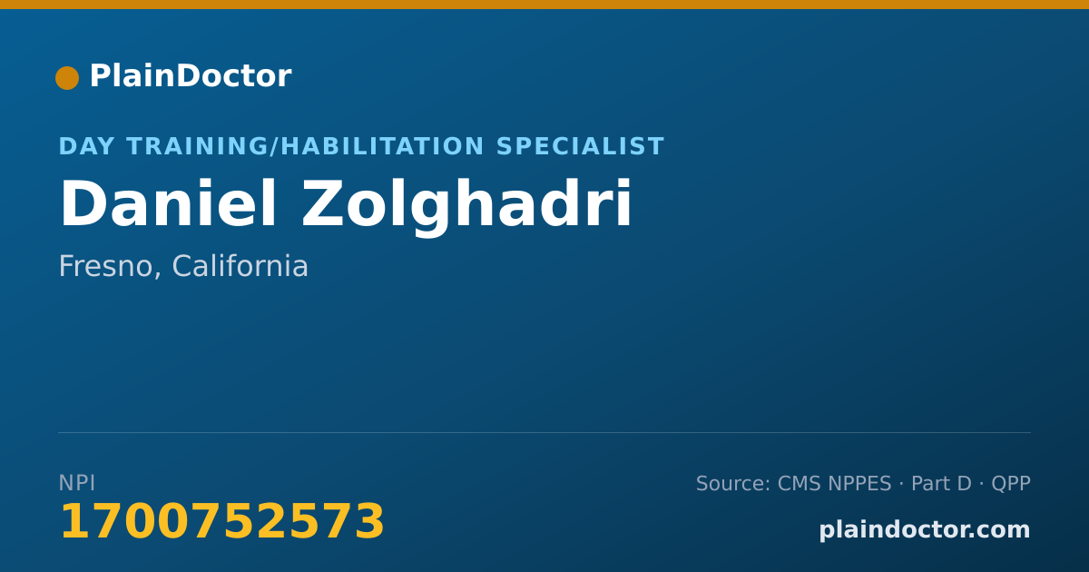 Shareable card for Daniel Zolghadri - Day Training/Habilitation Specialist, Fresno, CA