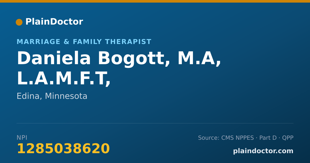 Shareable card for Daniela Bogott, M.A, L.A.M.F.T, - Marriage & Family Therapist, Edina, MN