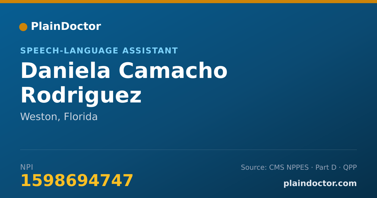 Shareable card for Daniela Camacho Rodriguez - Speech-Language Assistant, Weston, FL