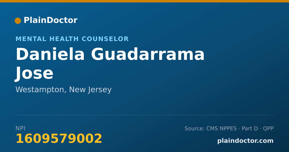 Shareable card for Daniela Guadarrama Jose - Mental Health Counselor, Westampton, NJ