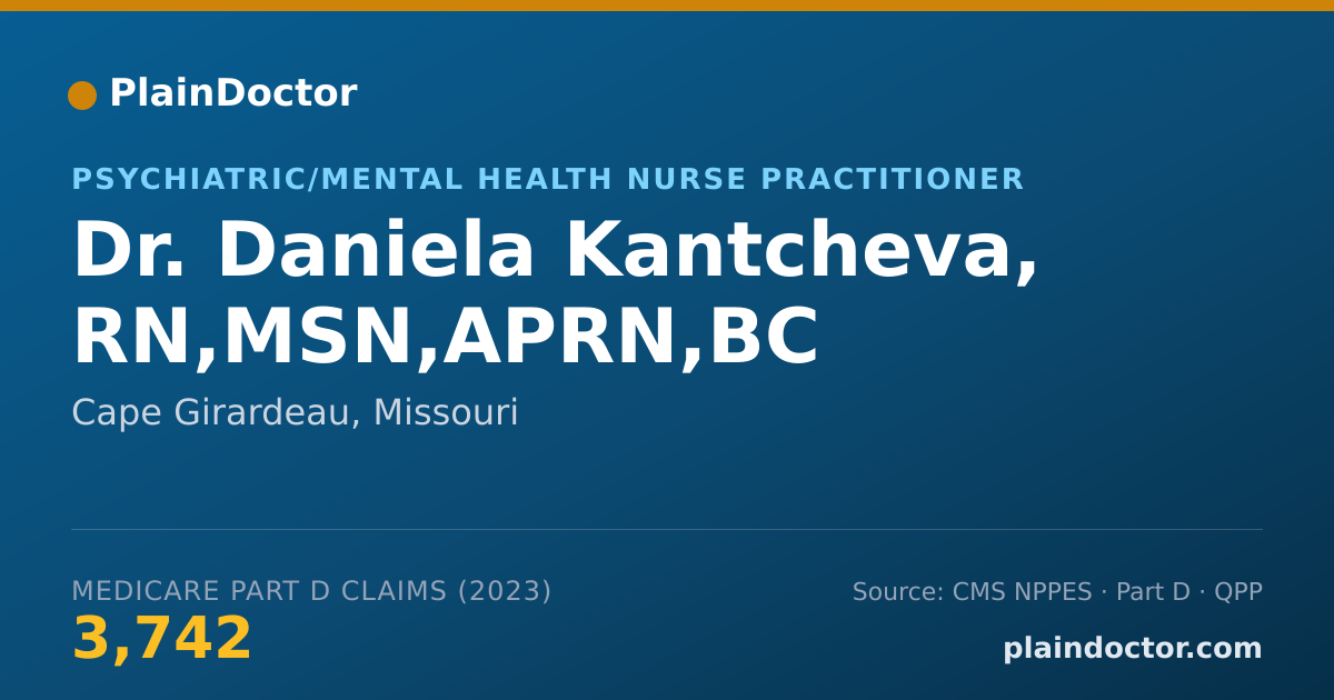 Shareable card for Daniela Kantcheva, RN,MSN,APRN,BC - Psychiatric/Mental Health Nurse Practitioner, Cape Girardeau, MO
