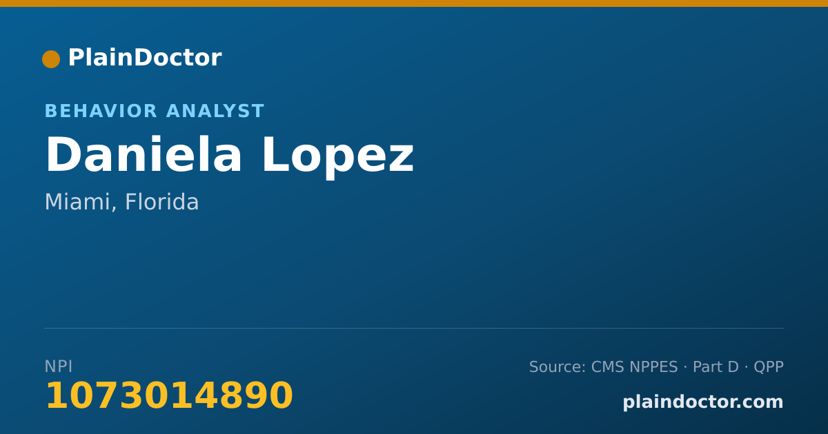 Shareable card for Daniela Lopez - Behavior Analyst, Miami, FL