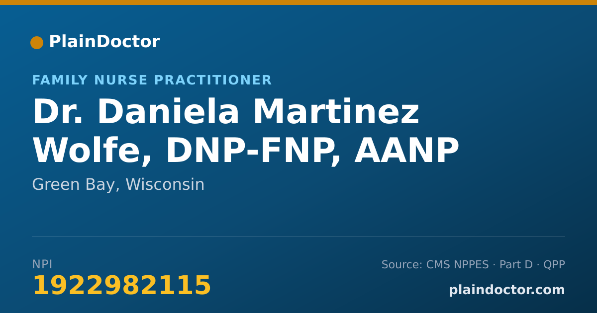 Shareable card for Daniela Martinez Wolfe, DNP-FNP, AANP - Family Nurse Practitioner, Green Bay, WI