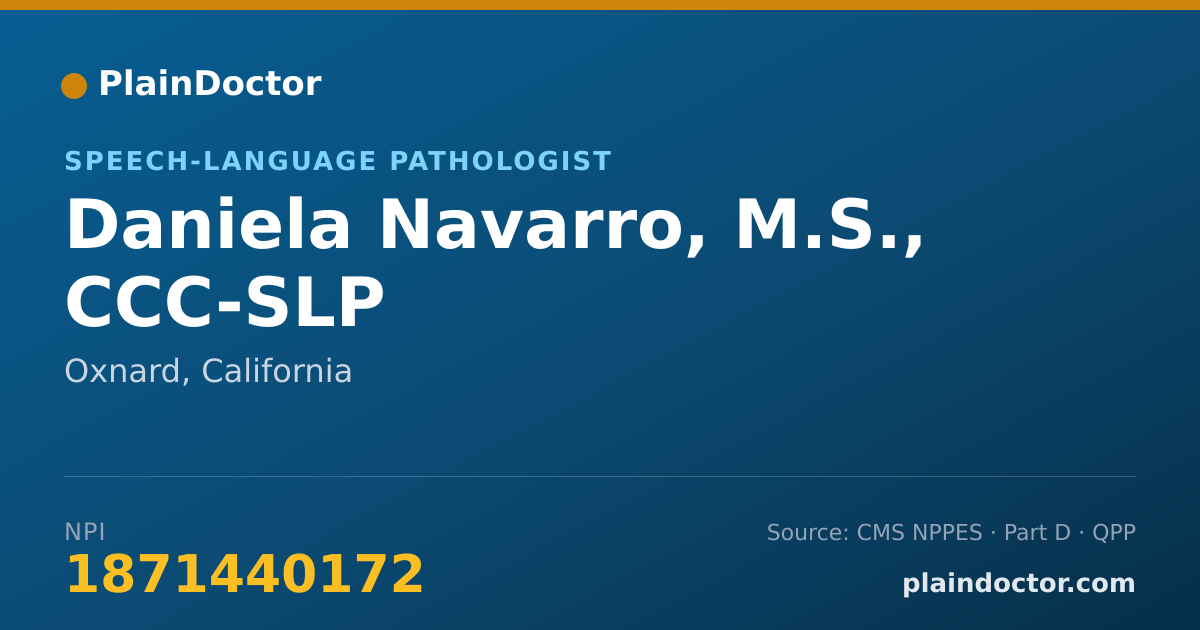 Shareable card for Daniela Navarro, M.S., CCC-SLP - Speech-Language Pathologist, Oxnard, CA