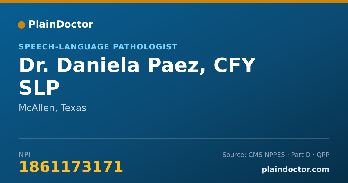 Shareable card for Daniela Paez, CFY SLP - Speech-Language Pathologist, McAllen, TX