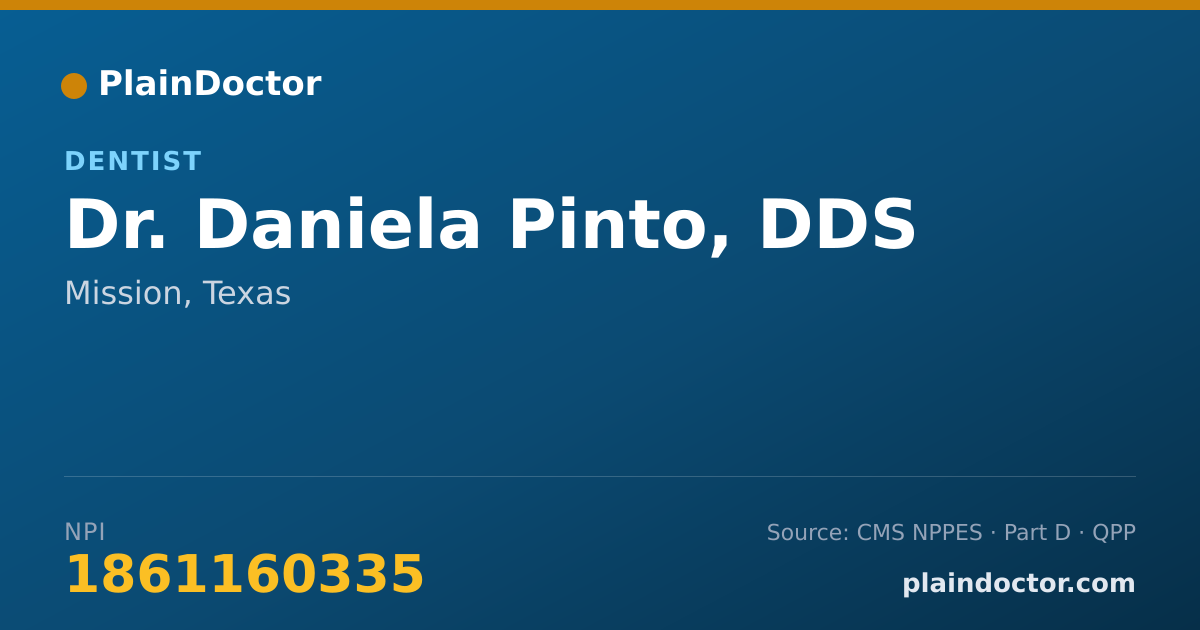 Shareable card for Daniela Pinto, DDS - Dentist, Mission, TX