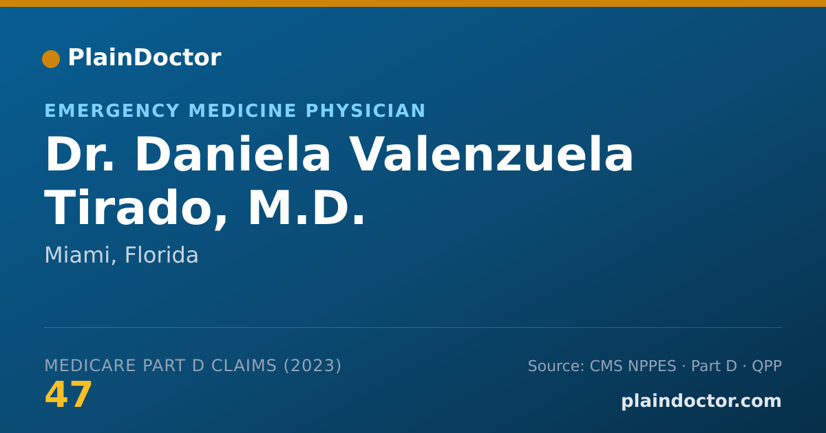 Shareable card for Daniela Valenzuela Tirado, M.D. - Emergency Medicine Physician, Miami, FL