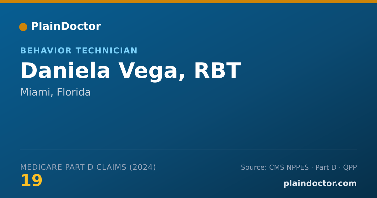 Shareable card for Daniela Vega, RBT - Behavior Technician, Miami, FL