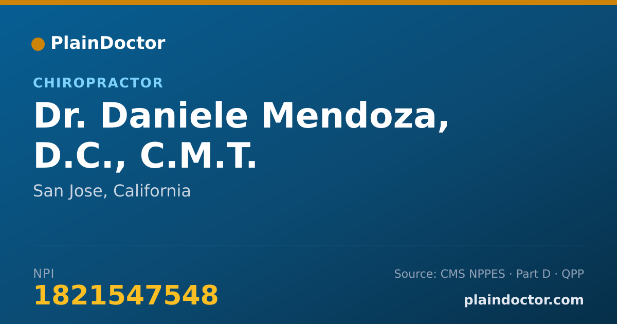 Shareable card for Daniele Mendoza, D.C., C.M.T. - Chiropractor, San Jose, CA