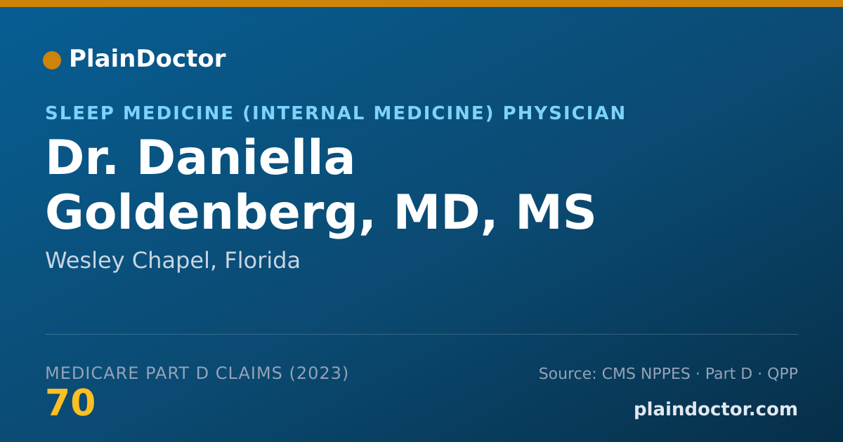 Shareable card for Daniella Goldenberg, MD, MS - Sleep Medicine (Internal Medicine) Physician, Wesley Chapel, FL