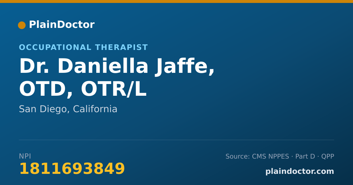 Shareable card for Daniella Jaffe, OTD, OTR/L - Occupational Therapist, San Diego, CA